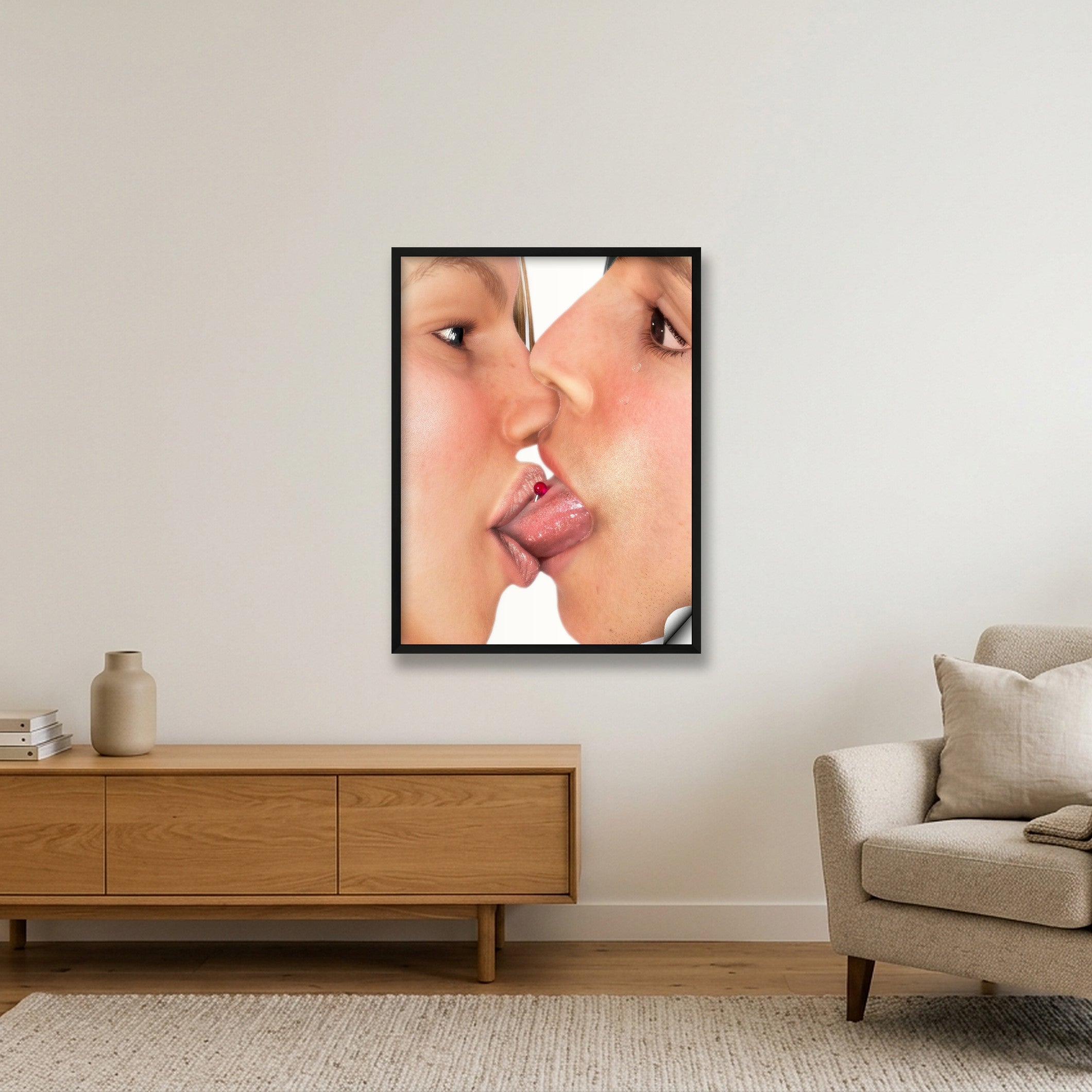 French Kiss — 60×80cm, 24×31" Black Frame